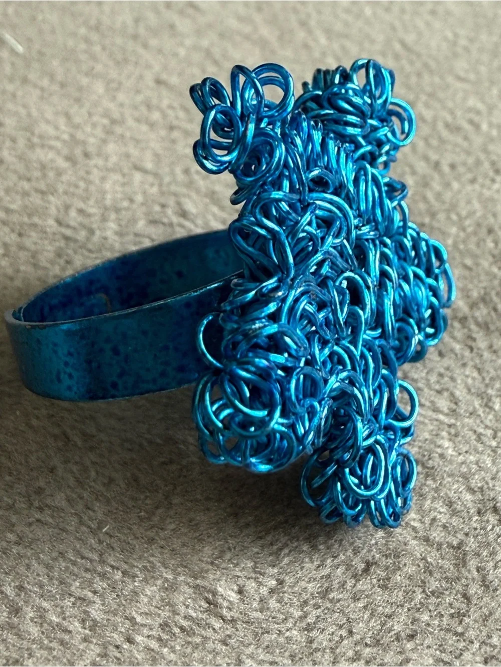Blue Floral Wire Statement Ring - Women Jewelry